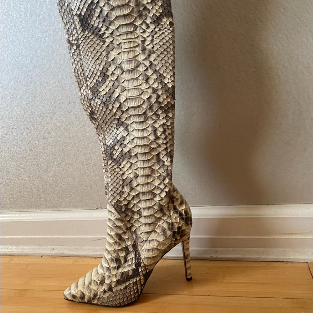 NEW Christian Louboutin 100% Real Python Snake skin tall boots - Picture 3 of 8